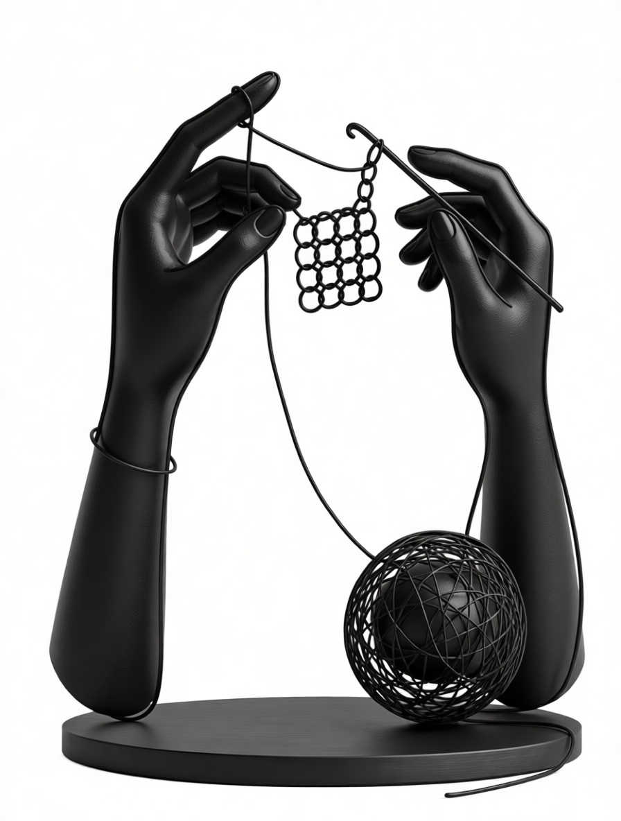 Hands Knitting Sculpture free 3D printable STL
