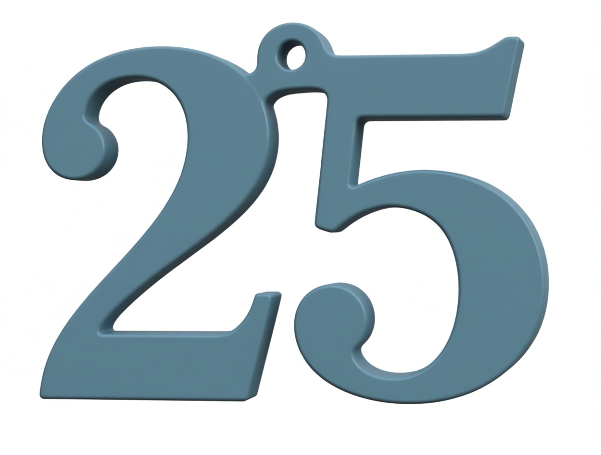 Number 25 Keychain free 3D printable STL
