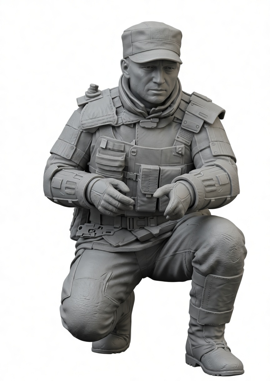 Kneeling Soldier Figurine free 3D printable STL