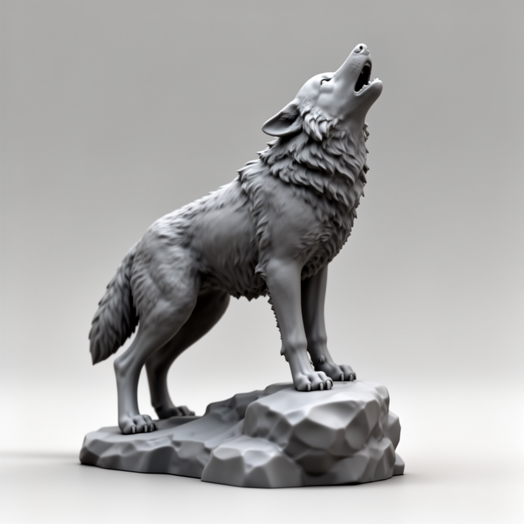 Howling Wolf Figurine free 3D printable STL