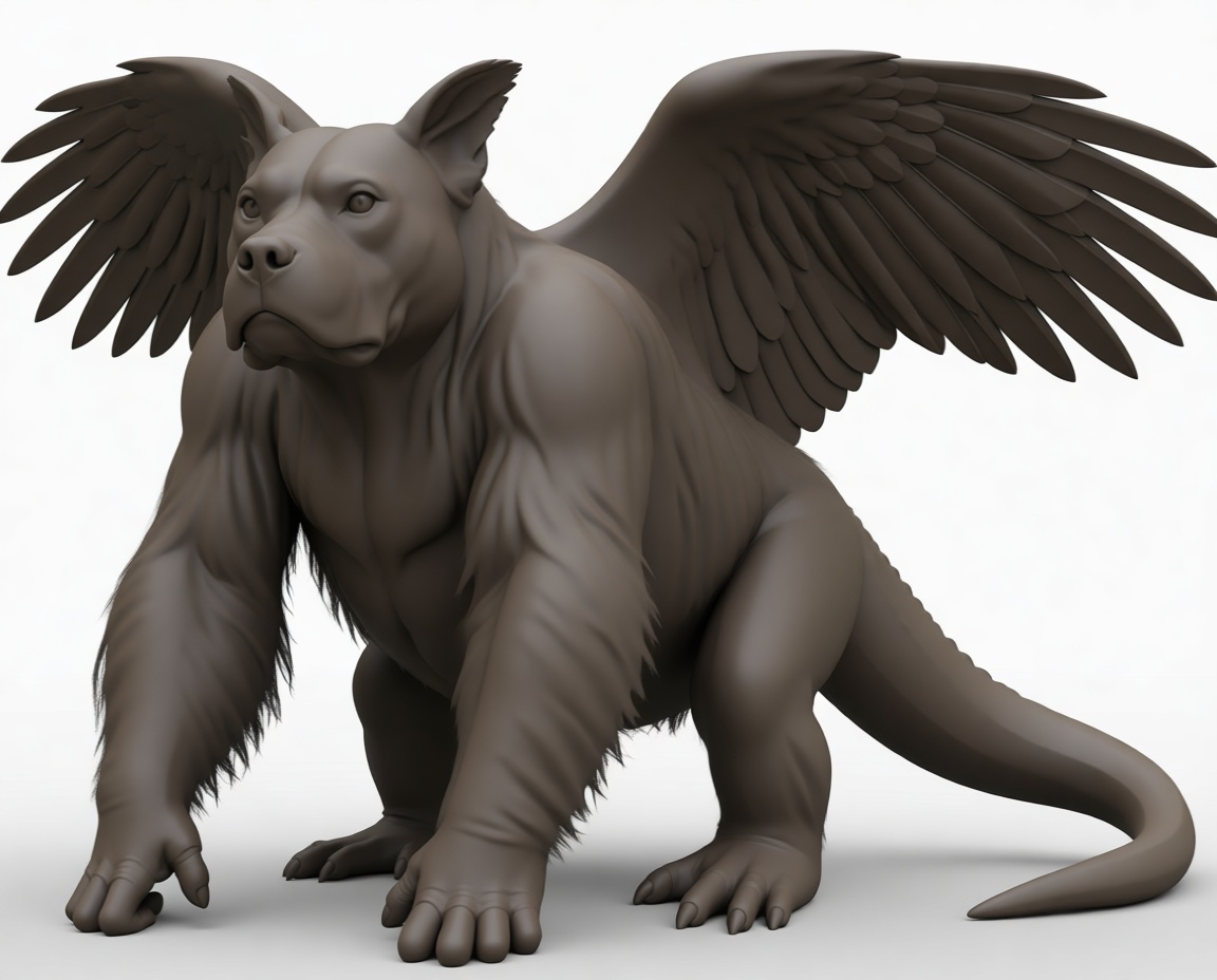 Winged Dog Chimera Figurine free 3D printable STL