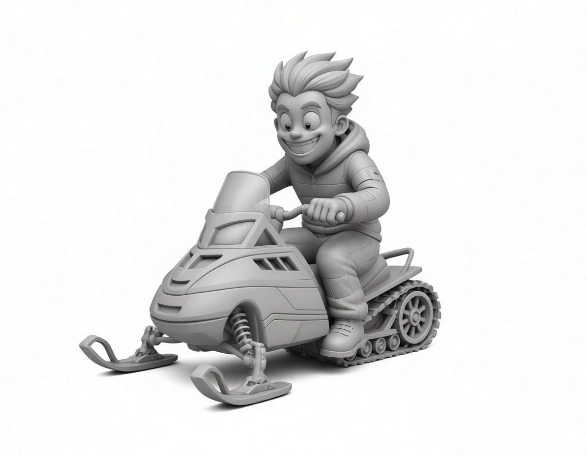 Boy on Snowmobile Figurine free 3D printable STL