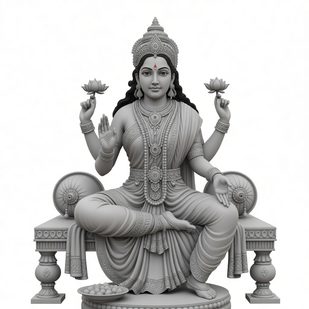 Lakshmi Goddess Statue free 3D printable STL
