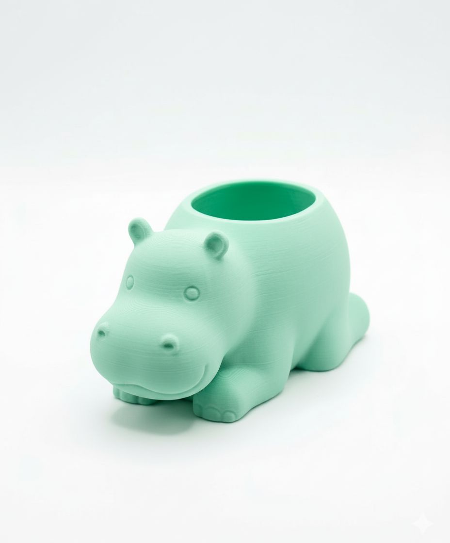 Hippo Planter Figurine free 3D printable STL