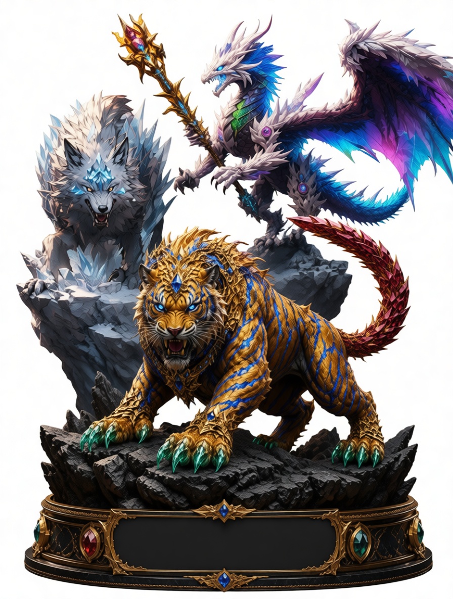 Elemental Beast Trio Sculpture free 3D printable STL