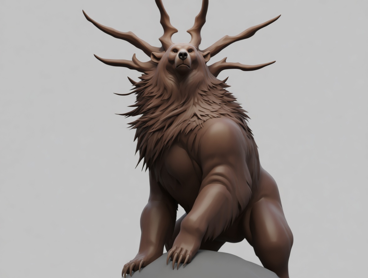 Antlered Bear Figurine free 3D printable STL