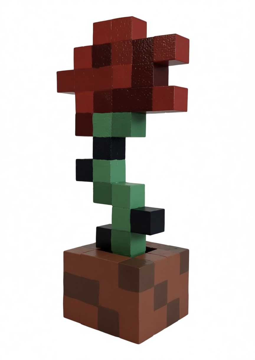 Minecraft Potted Rose Figurine free 3D printable STL