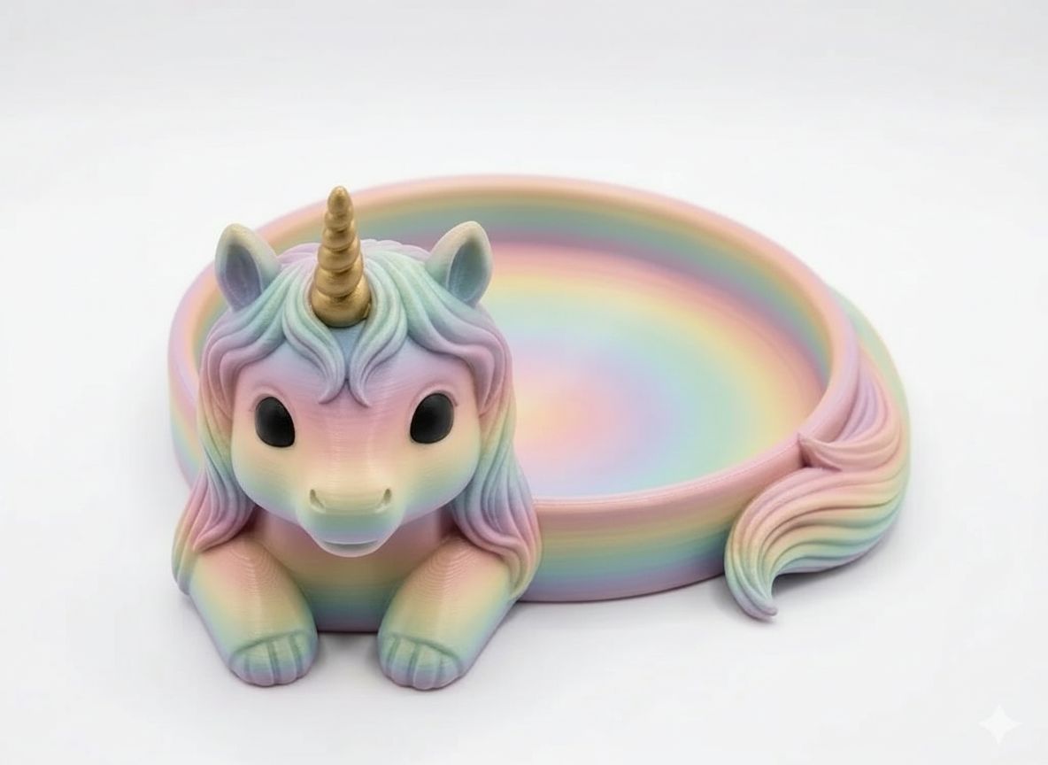 Rainbow Unicorn Bowl free 3D printable STL
