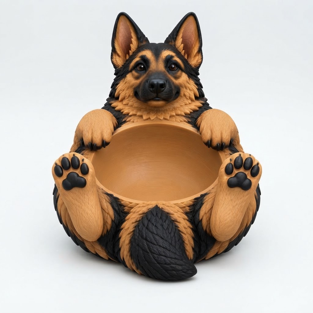 German Shepherd Bowl Holder free 3D printable STL