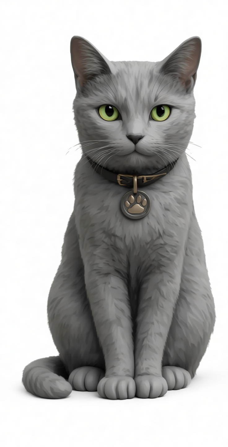 Russian Blue Cat Figurine free 3D printable STL