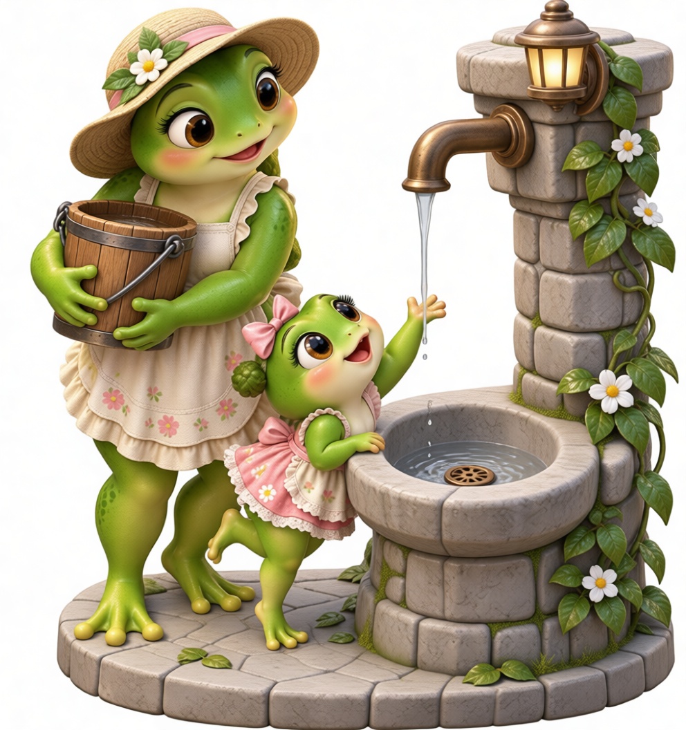 Frog Mother and Child Figurine free 3D printable STL