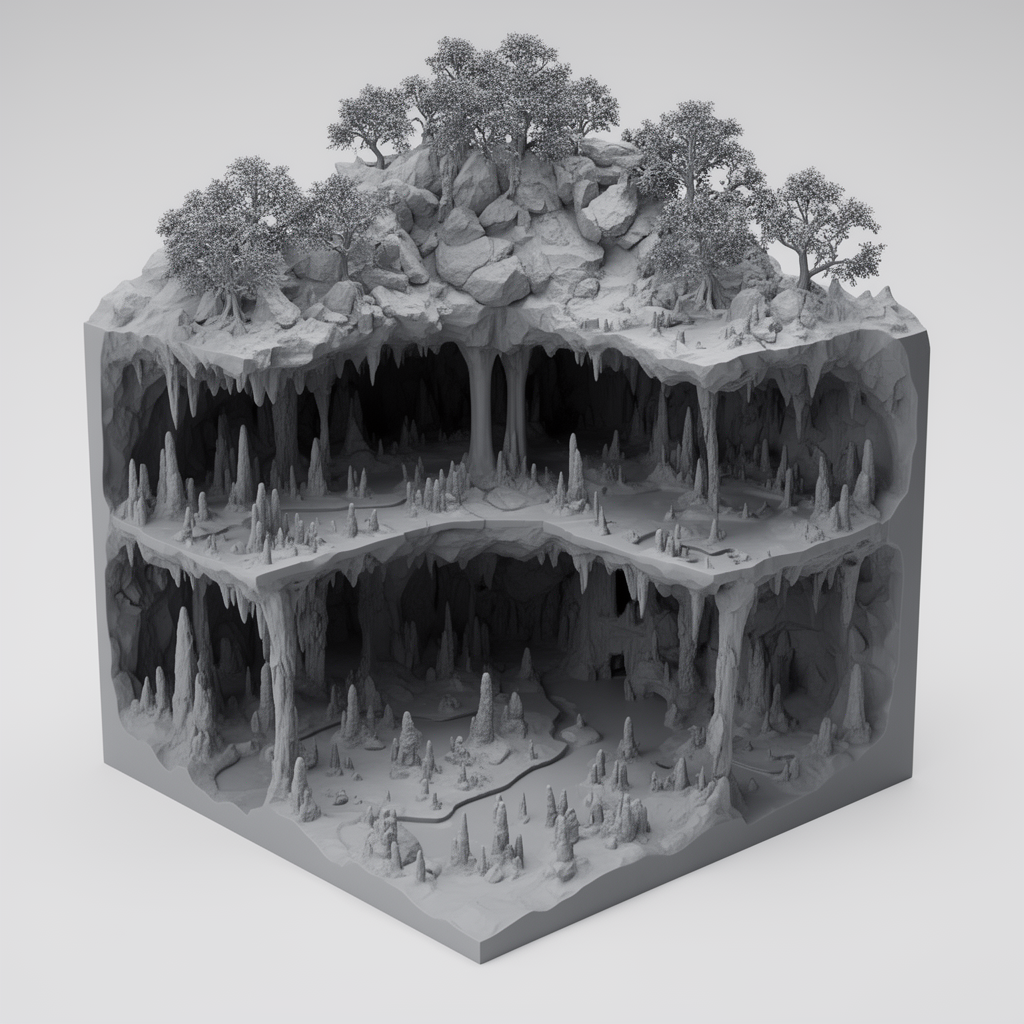 Cube Cave Landscape Model free 3D printable STL