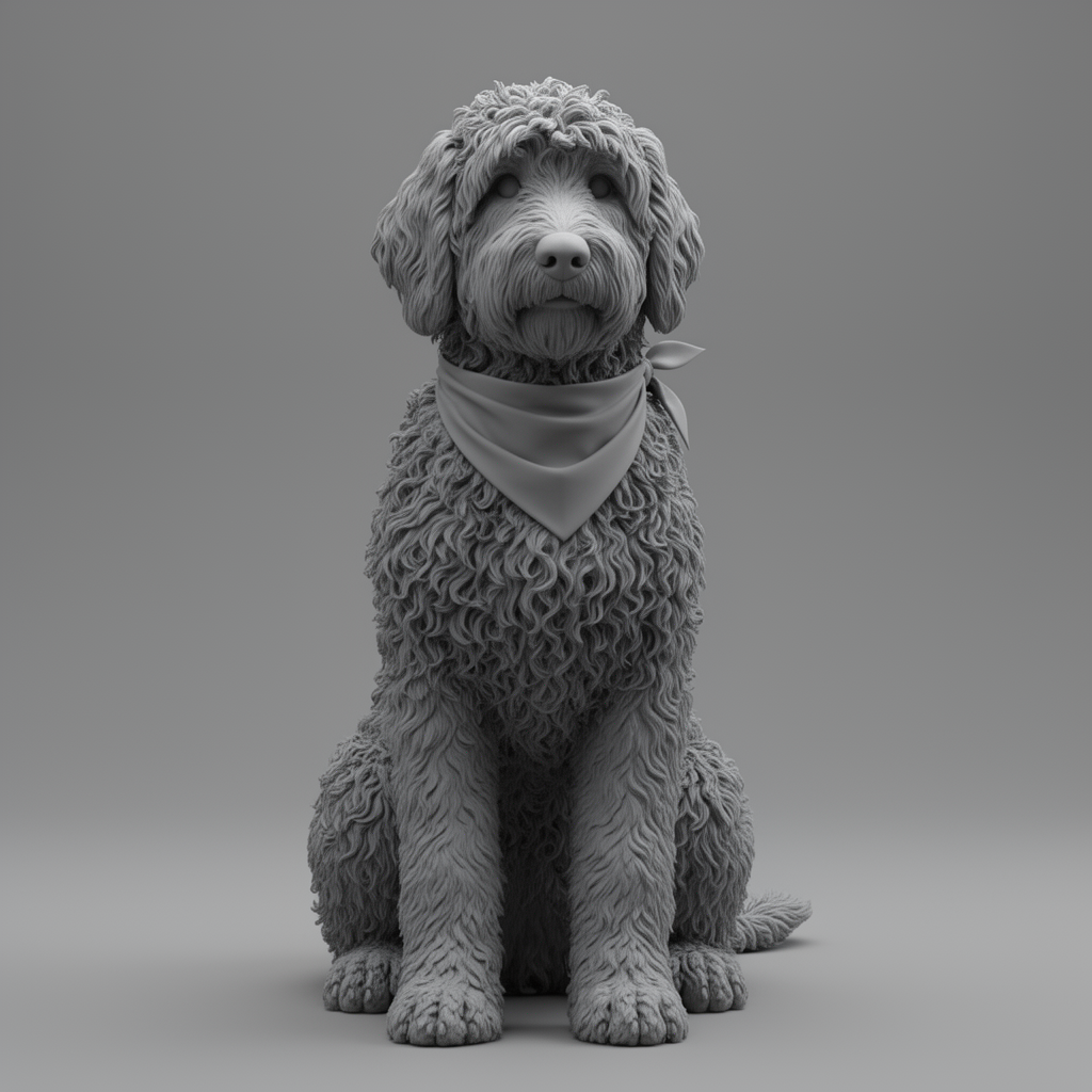 Goldendoodle Dog Figurine free 3D printable STL