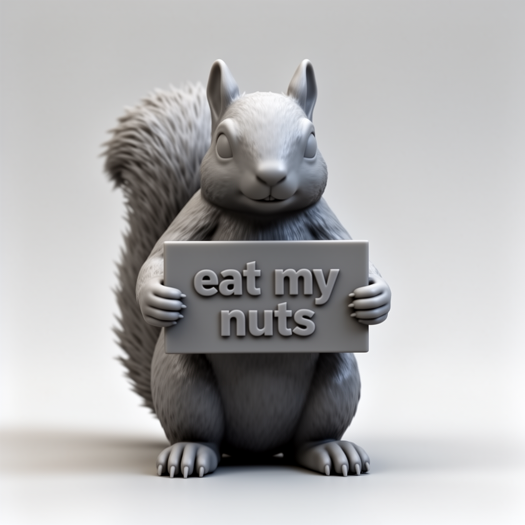 Squirrel Holding Eat Nuts Sign free 3D printable STL