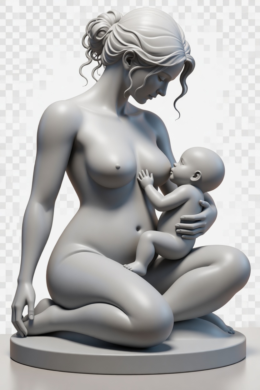 Mother Breastfeeding Figurine free 3D printable STL