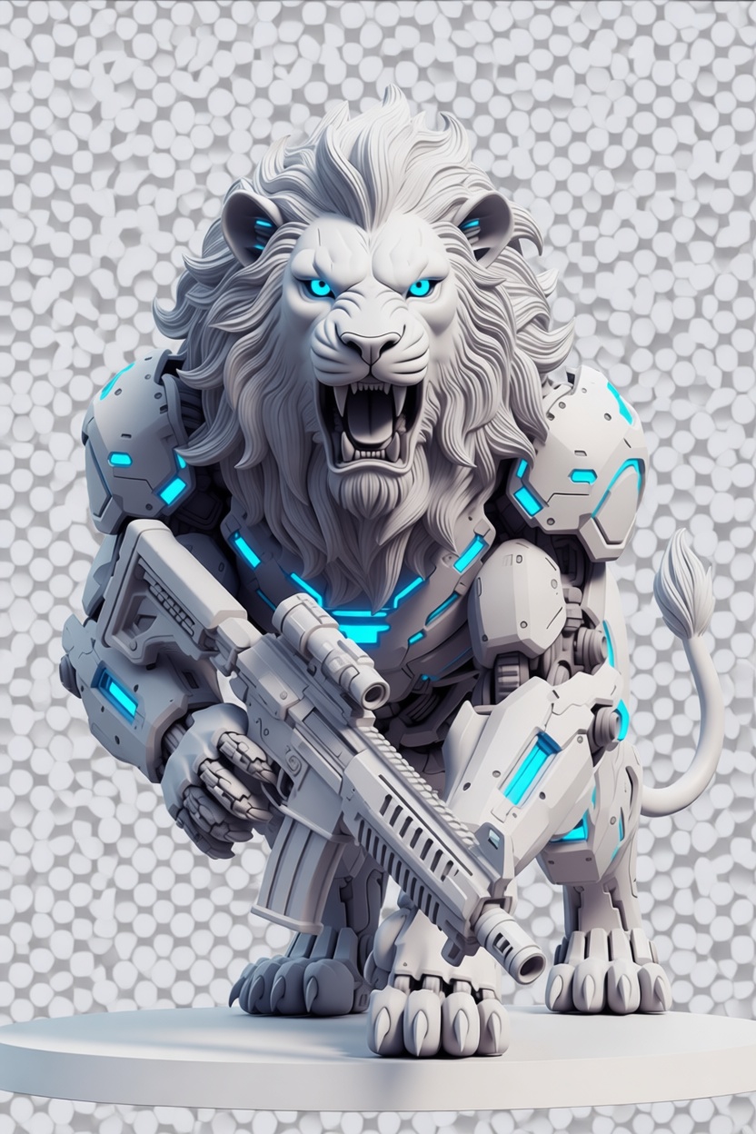 Cyber Lion Figurine free 3D printable STL