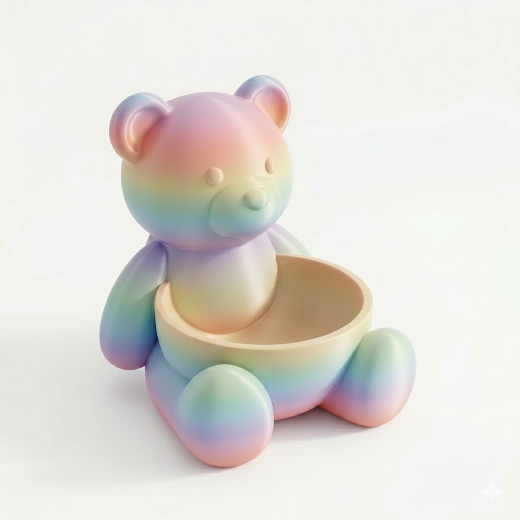 Rainbow Teddy Bear Planter free 3D printable STL