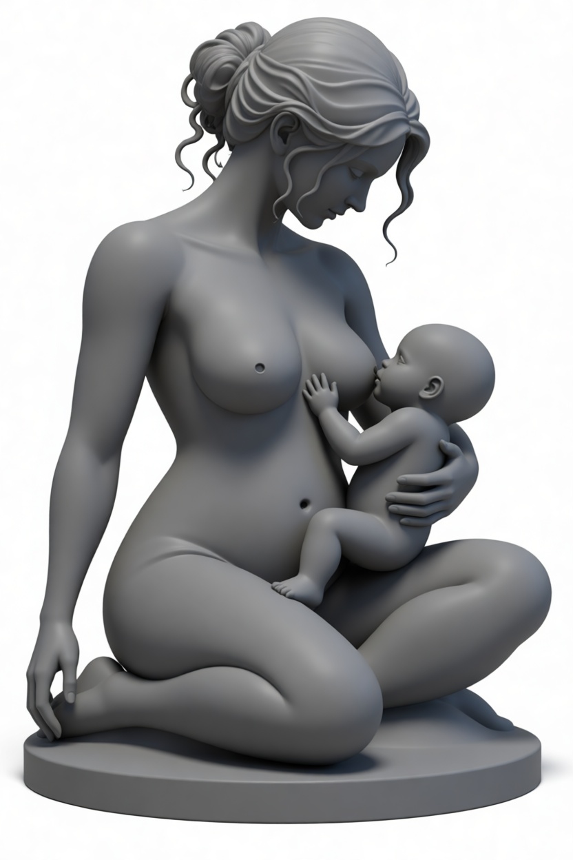 Mother Breastfeeding Baby Statue free 3D printable STL