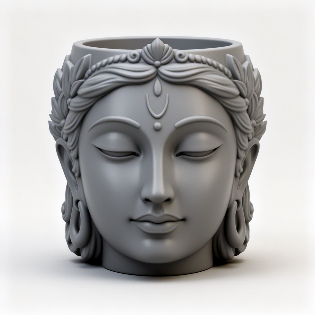Indian Goddess Face Pot free 3D printable STL