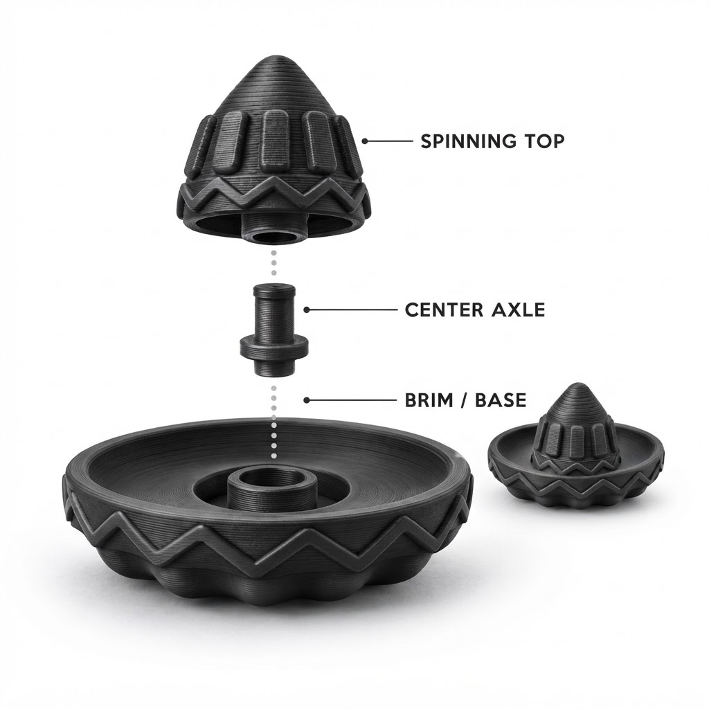 Spinning Top Toy Model free 3D printable STL