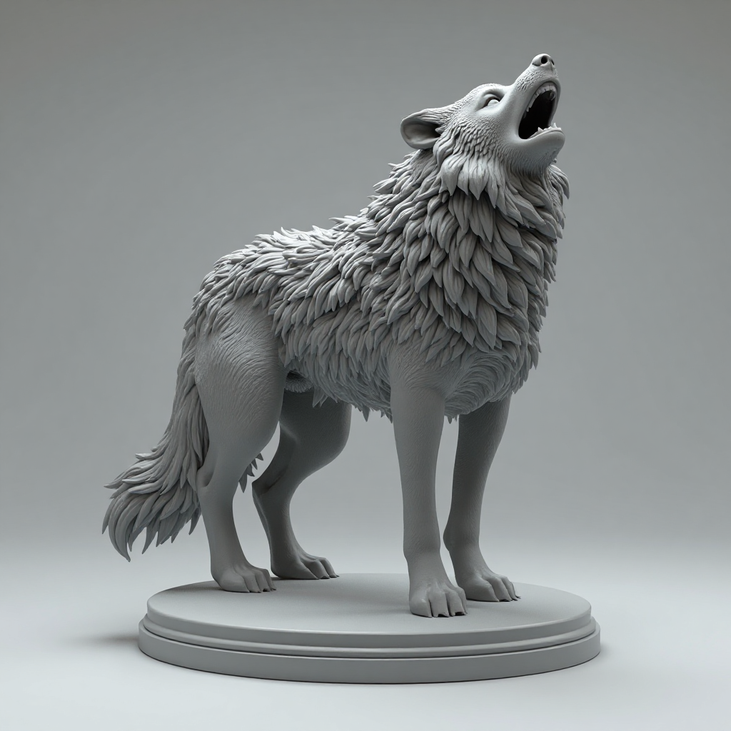 Dire Wolf Howling Figurine free 3D printable STL