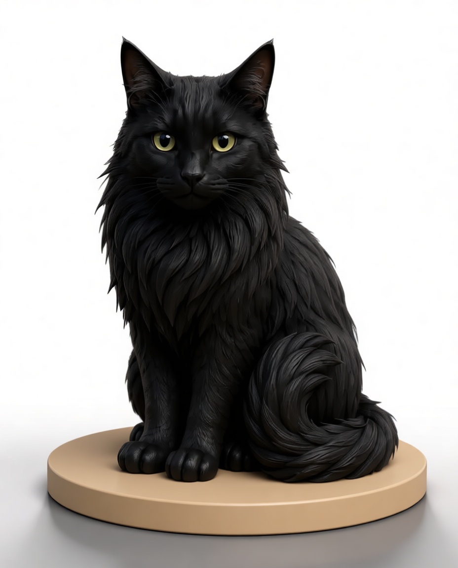Black Maine Coon Cat Figurine free 3D printable STL