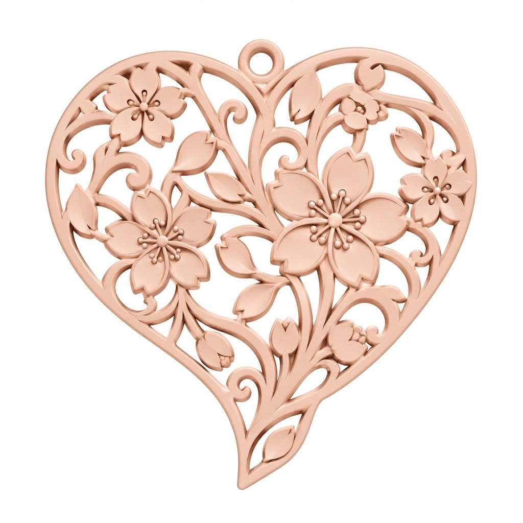 Heart Floral Pendant free 3D printable STL
