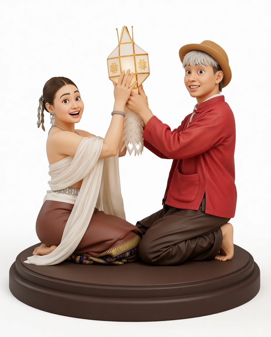 Thai Couple Lantern Figurine free 3D printable STL