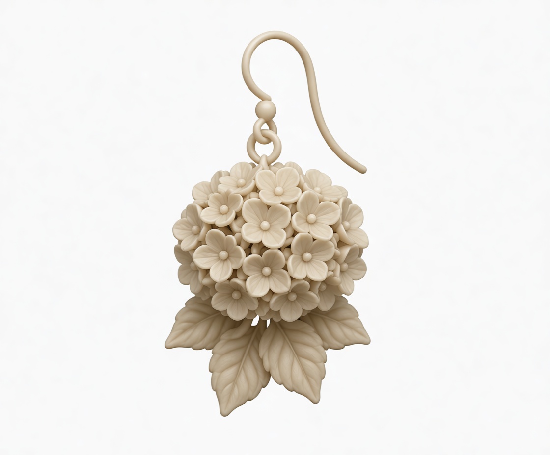 Hydrangea Flower Earring free 3D printable STL