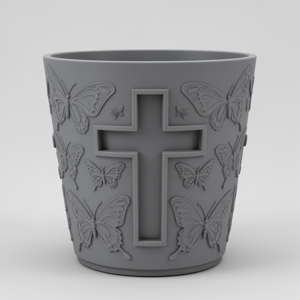 Cross Butterfly Plant Pot free 3D printable STL
