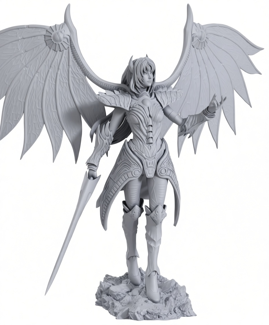 Winged Female Warrior Figurine free 3D printable STL