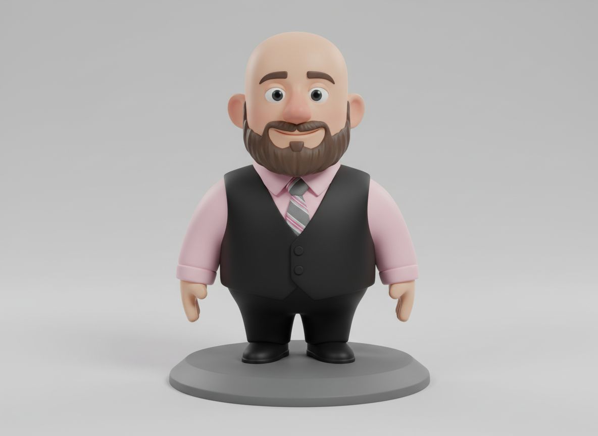 Bald Bearded Man Figurine free 3D printable STL