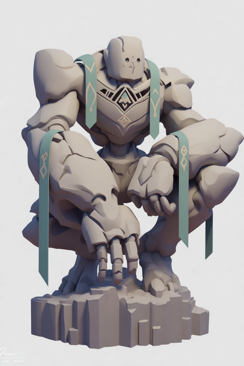 Stone Golem Figurine free 3D printable STL