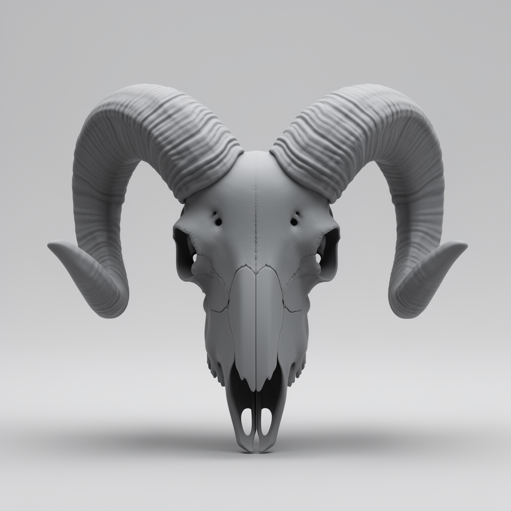 Horned Ram Skull Sculpture free 3D printable STL