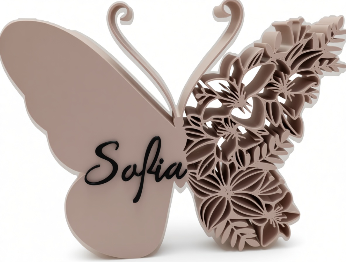 Butterfly Floral Nameplate free 3D printable STL