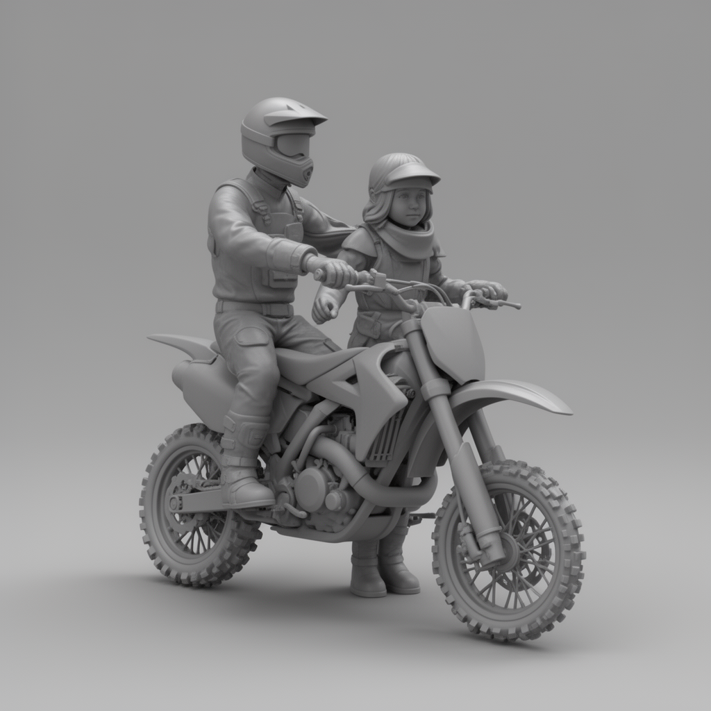 Father and Daughter Motocross Figurine free 3D printable STL