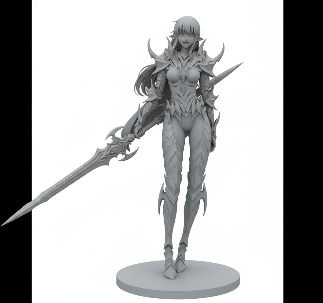 Armored Elf Warrior Figurine free 3D printable STL