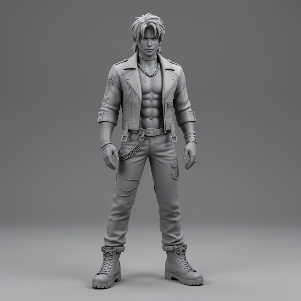 Punk Rock Anime Man Figurine free 3D printable STL