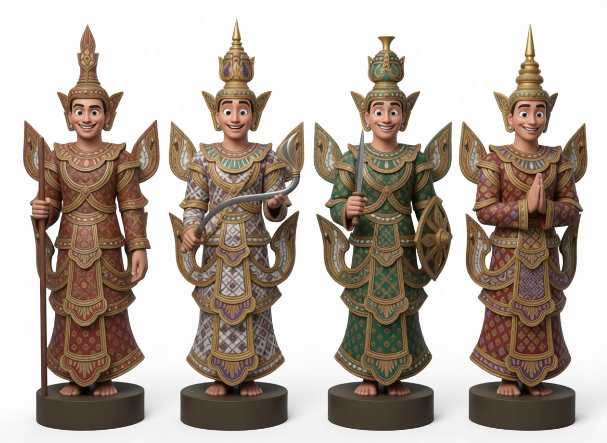 Khon Thai Masked Dancer Figurines free 3D printable STL