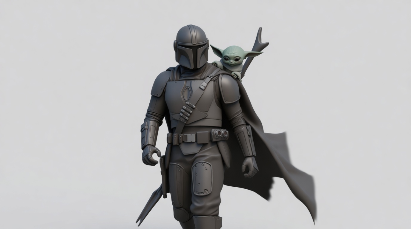 Mandalorian and Grogu Figurine free 3D printable STL