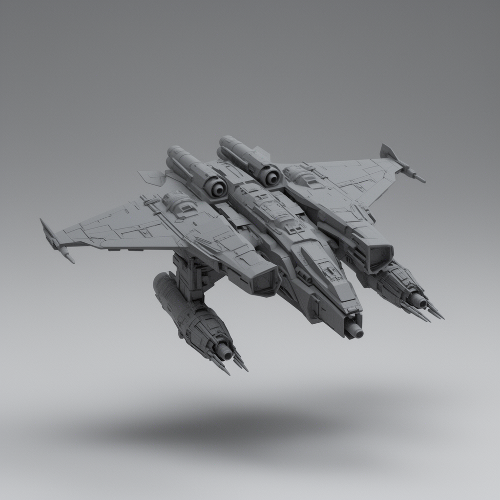 Futuristic Spaceship Model free 3D printable STL