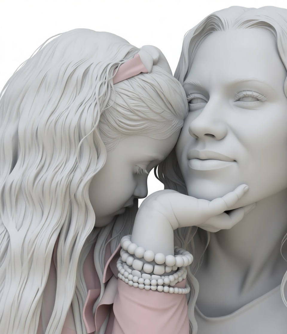 Mother and Daughter Sculpture free 3D printable STL