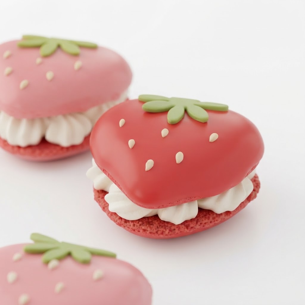 Strawberry Macaron Miniature free 3D printable STL