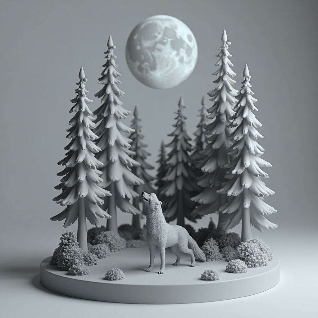 Wolf Forest Skyline Sculpture free 3D printable STL