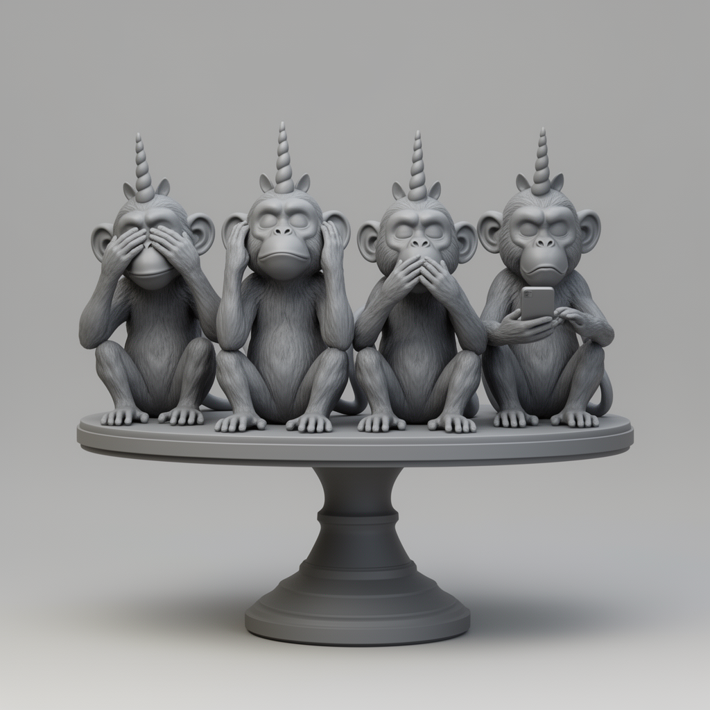 Wise Monkeys Unicorn Figurine free 3D printable STL