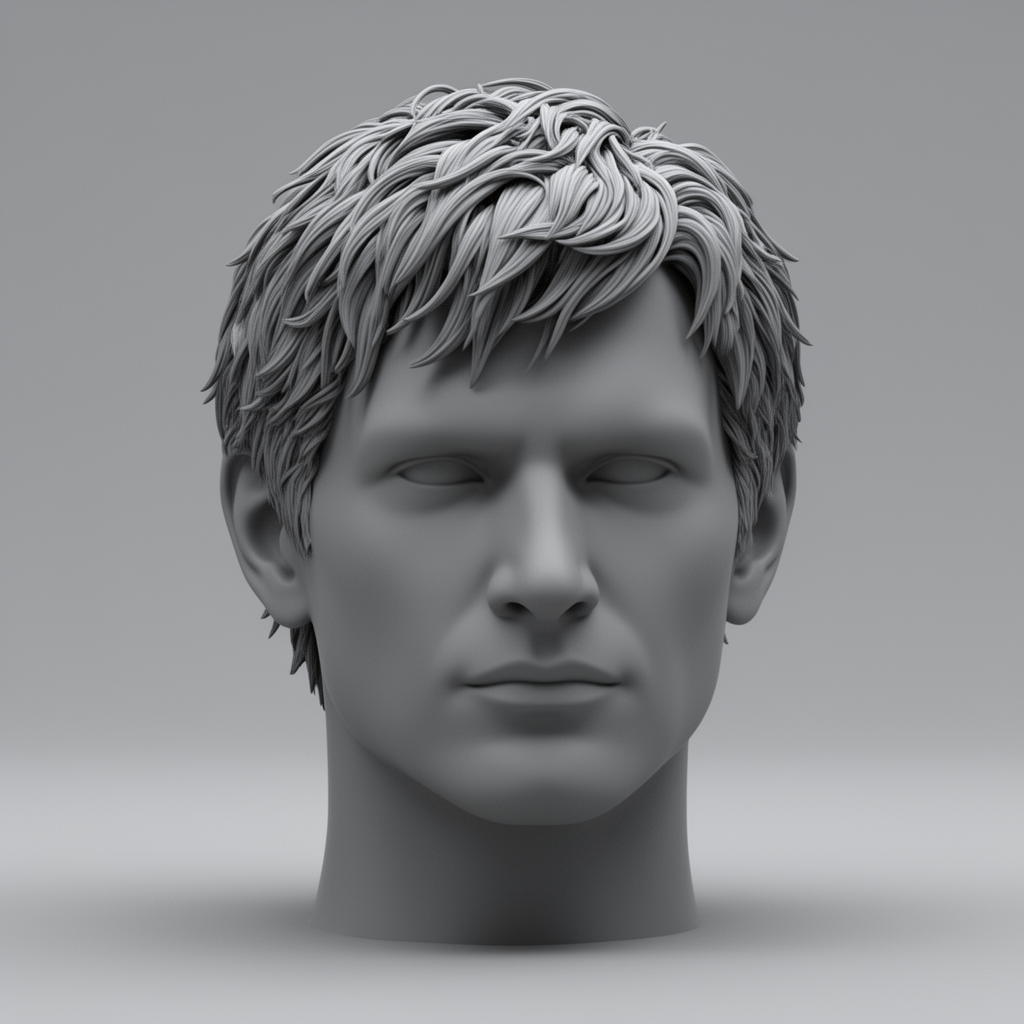Realistic Male Hair Sculpture free 3D printable STL