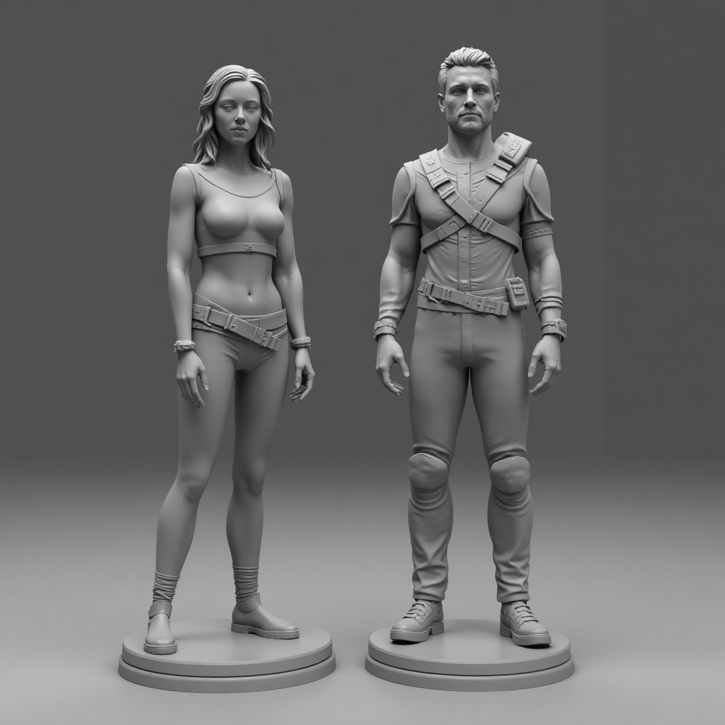 Katniss and Kingston Figurine free 3D printable STL