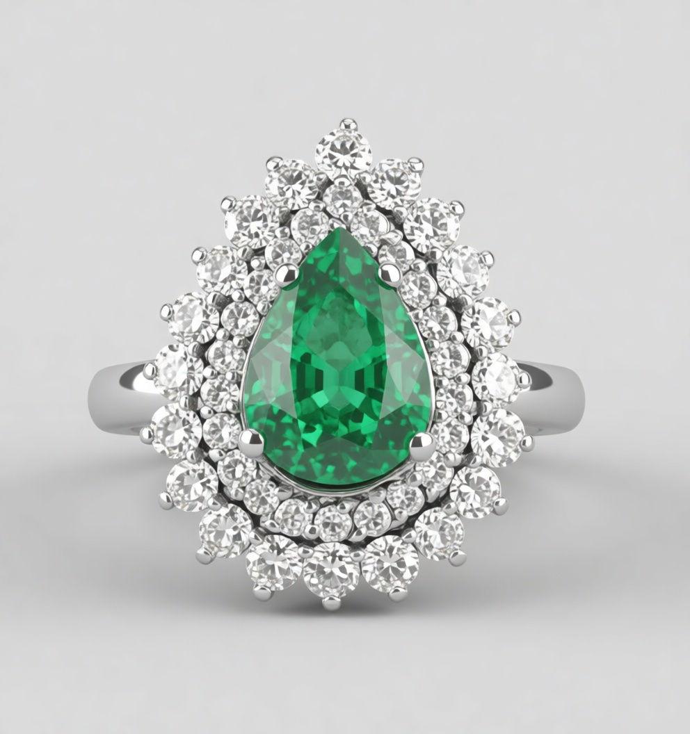 Emerald Halo Ring free 3D printable STL