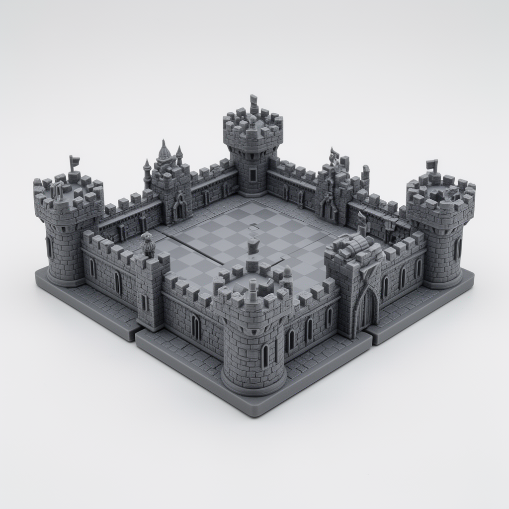 Medieval Fortress Chessboard free 3D printable STL