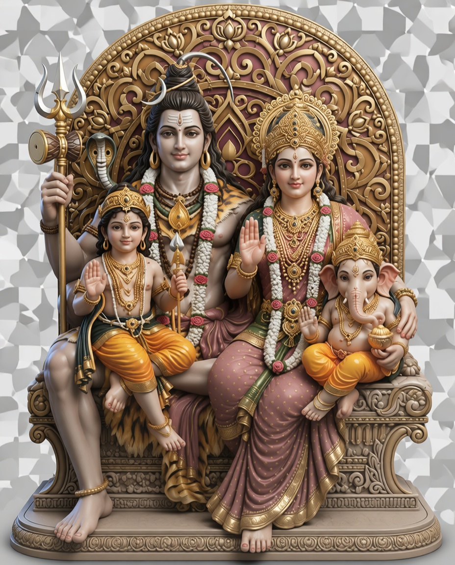 Shiva Parvati Family Statue free 3D printable STL